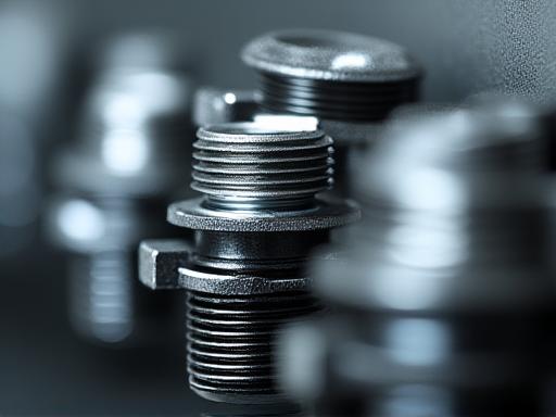 Dettaglio ravvicinato di connettori industriali metallici