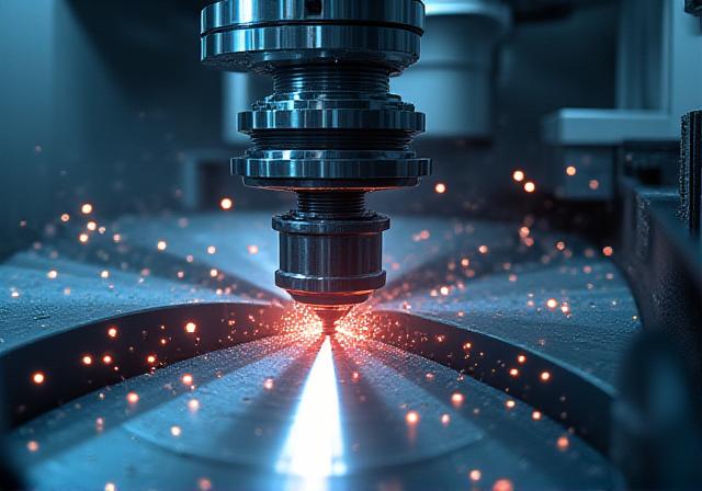Macchina tornitrice CNC a controllo numerico in fase di lavorazione di un pezzo metallico